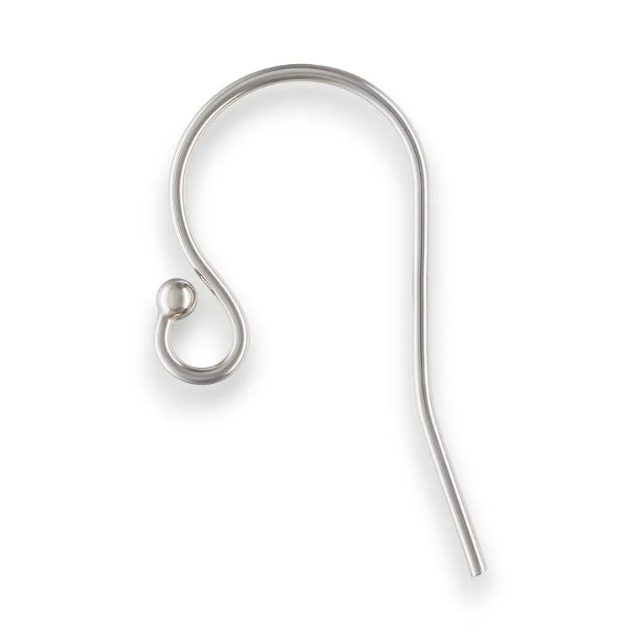 🆕🔗 Earhook / Shepherd Hook (Medium #2 with Beaded End) in Sterling Silver | Pair 💍💍