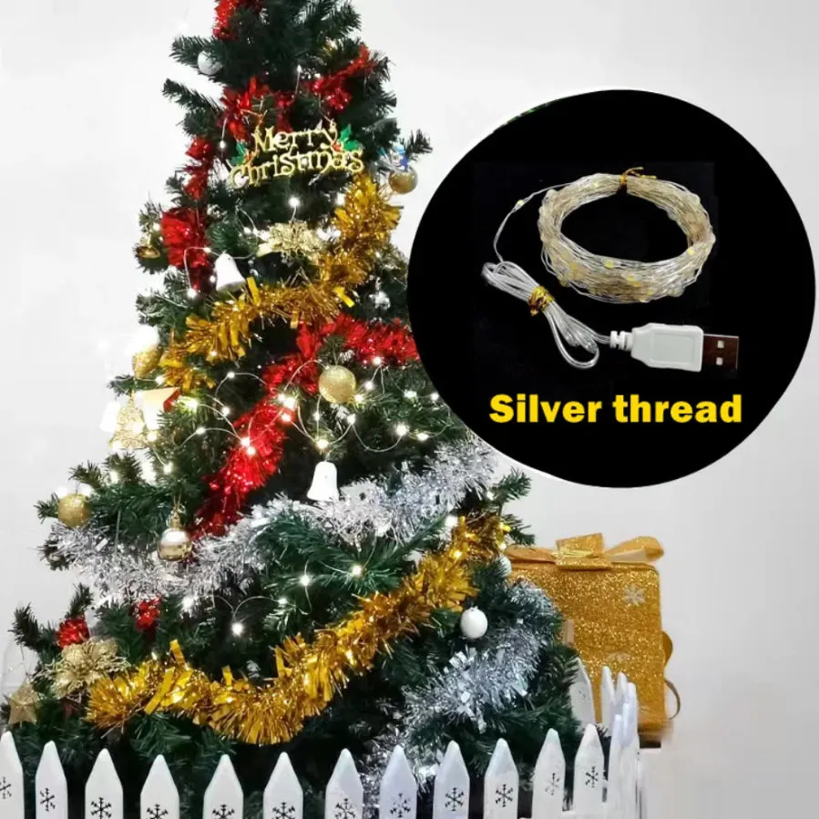 1-20M USB LED String Lights Copper Silver Wire Garland Light Waterproof Fairy Indoor/Outdoor Lights For Christmas Wedding Party Decoration