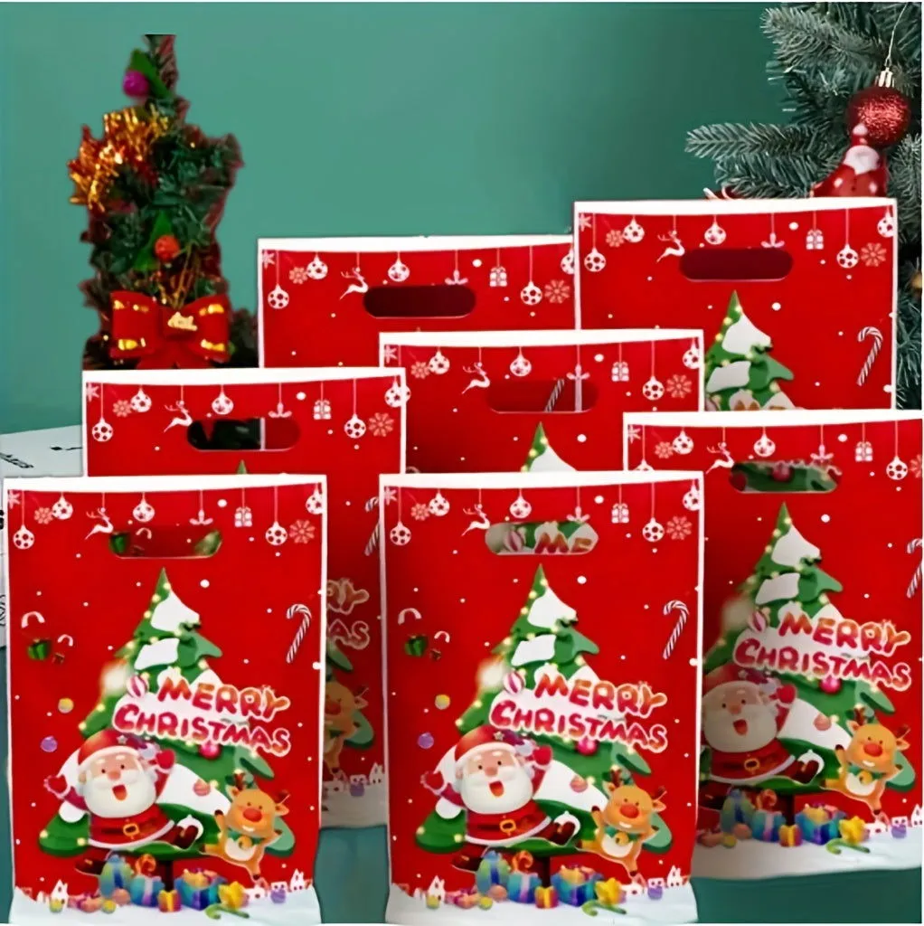 10 Pcs Christmas Party Supplies – Bead Gift Bags, Christmas Decoration Tote Bags