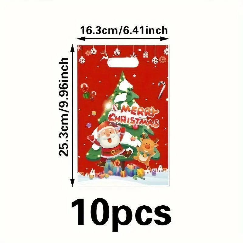 10 Pcs Christmas Party Supplies – Bead Gift Bags, Christmas Decoration Tote Bags