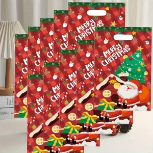 10 Pcs Christmas Party Supplies – Bead Gift Bags, Christmas Decoration Tote Bags