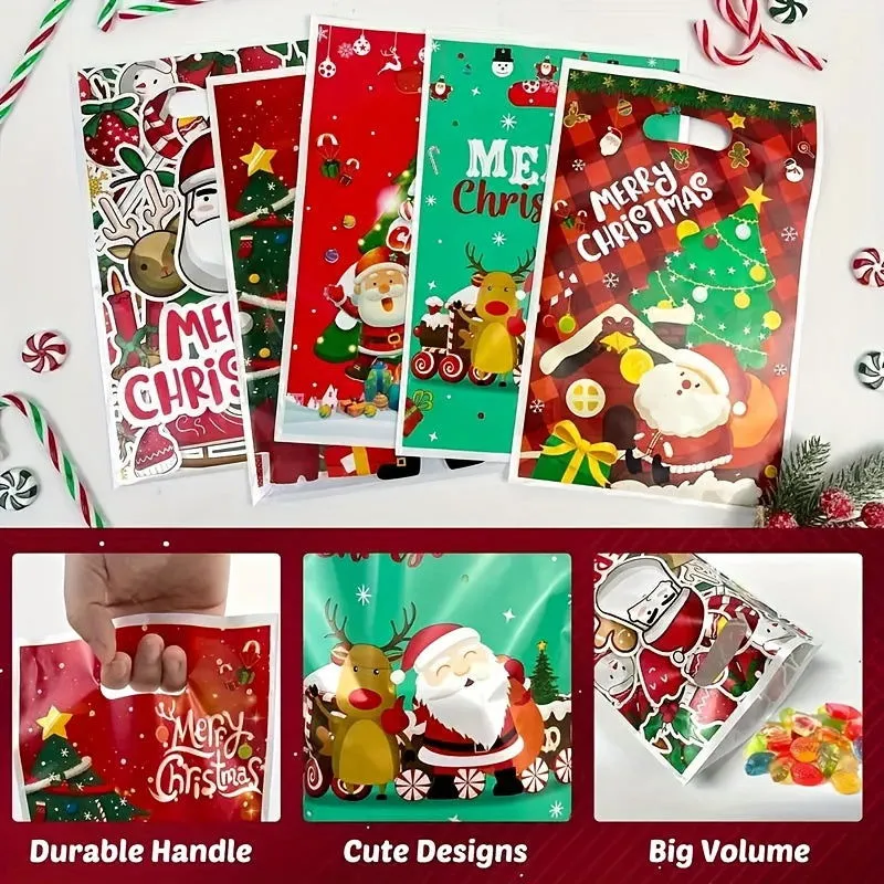 10 Pcs Christmas Party Supplies – Bead Gift Bags, Christmas Decoration Tote Bags