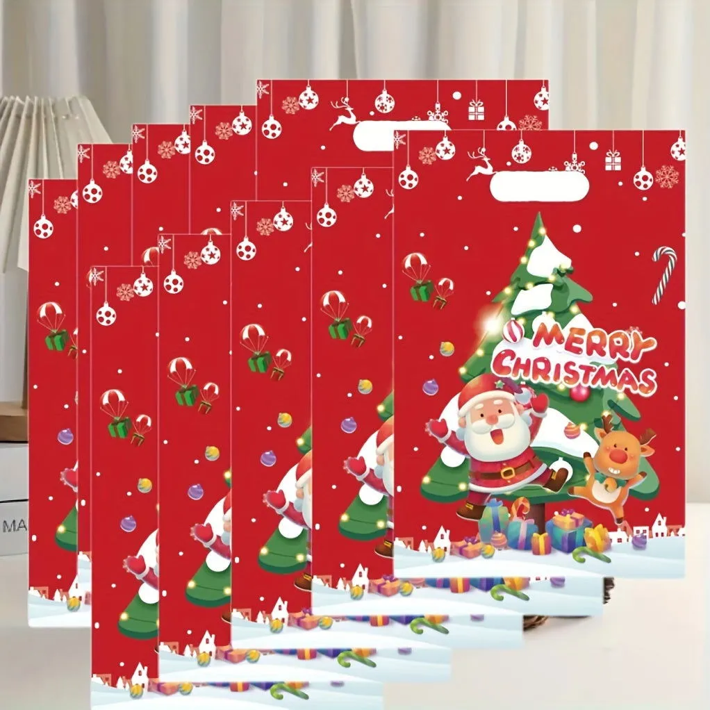 10 Pcs Christmas Party Supplies – Bead Gift Bags, Christmas Decoration Tote Bags