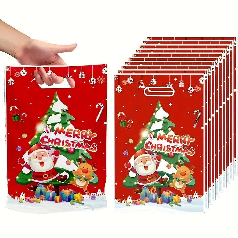 10 Pcs Christmas Party Supplies – Bead Gift Bags, Christmas Decoration Tote Bags