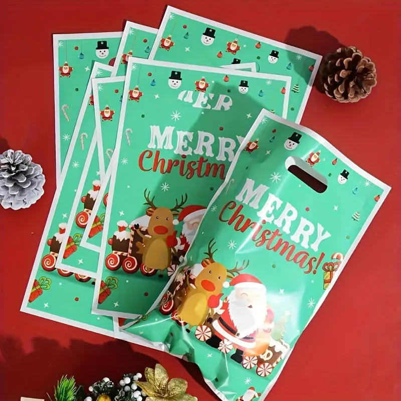 10 Pcs Christmas Party Supplies – Bead Gift Bags, Christmas Decoration Tote Bags