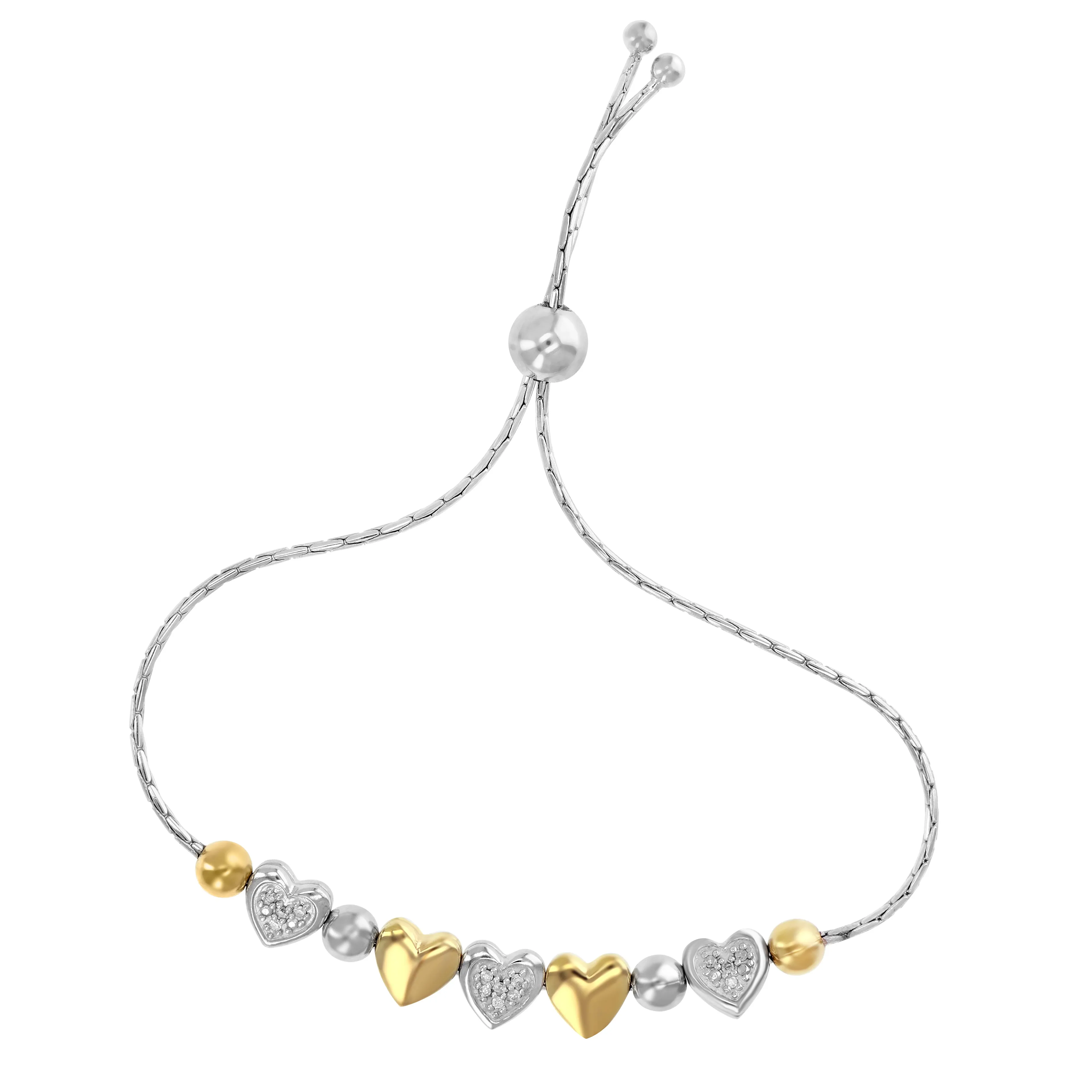 1/20 cttw Diamond Bolo Bracelet in .925 Sterling Silver