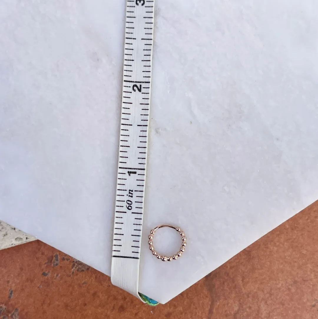 14KT Rose Gold Beaded Huggie Hoop Earrings
