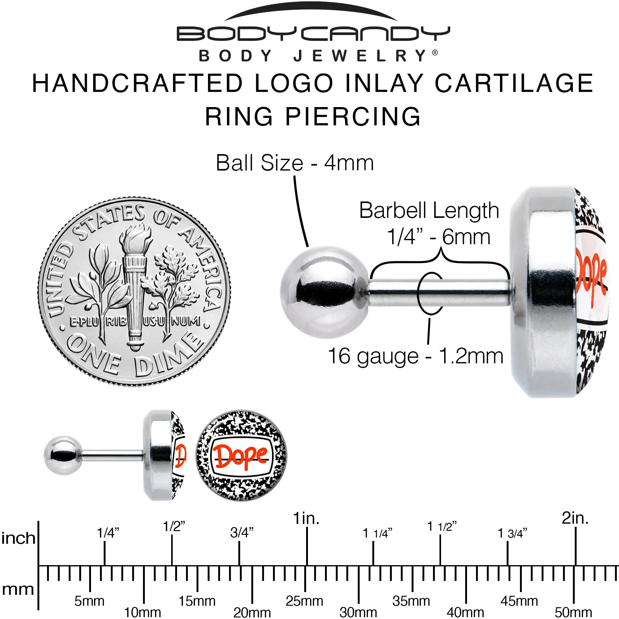16 Gauge 1/4 Dope Composition Notebook Tragus Cartilage Earring