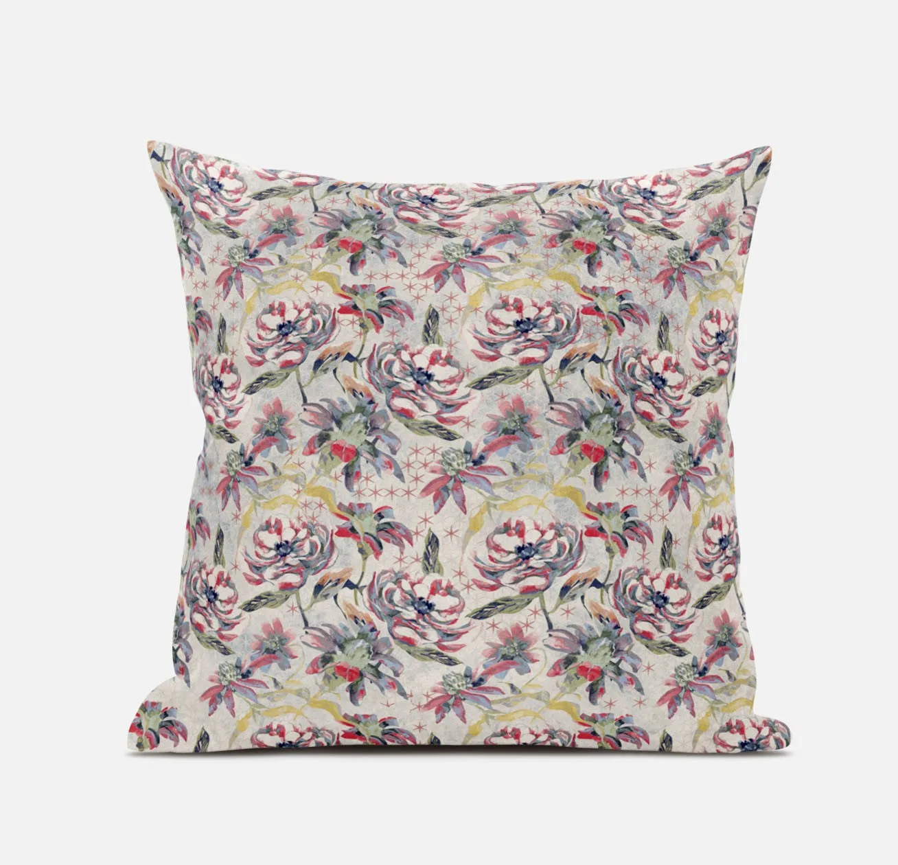 16" Pink Yellow Roses Zippered Suede Throw Pillow