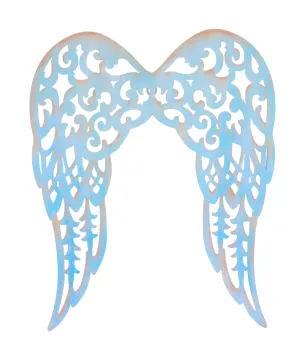 17.75"H Filigree Angel Wings: Aqua Seafoam Green, Rust - MD1539E5