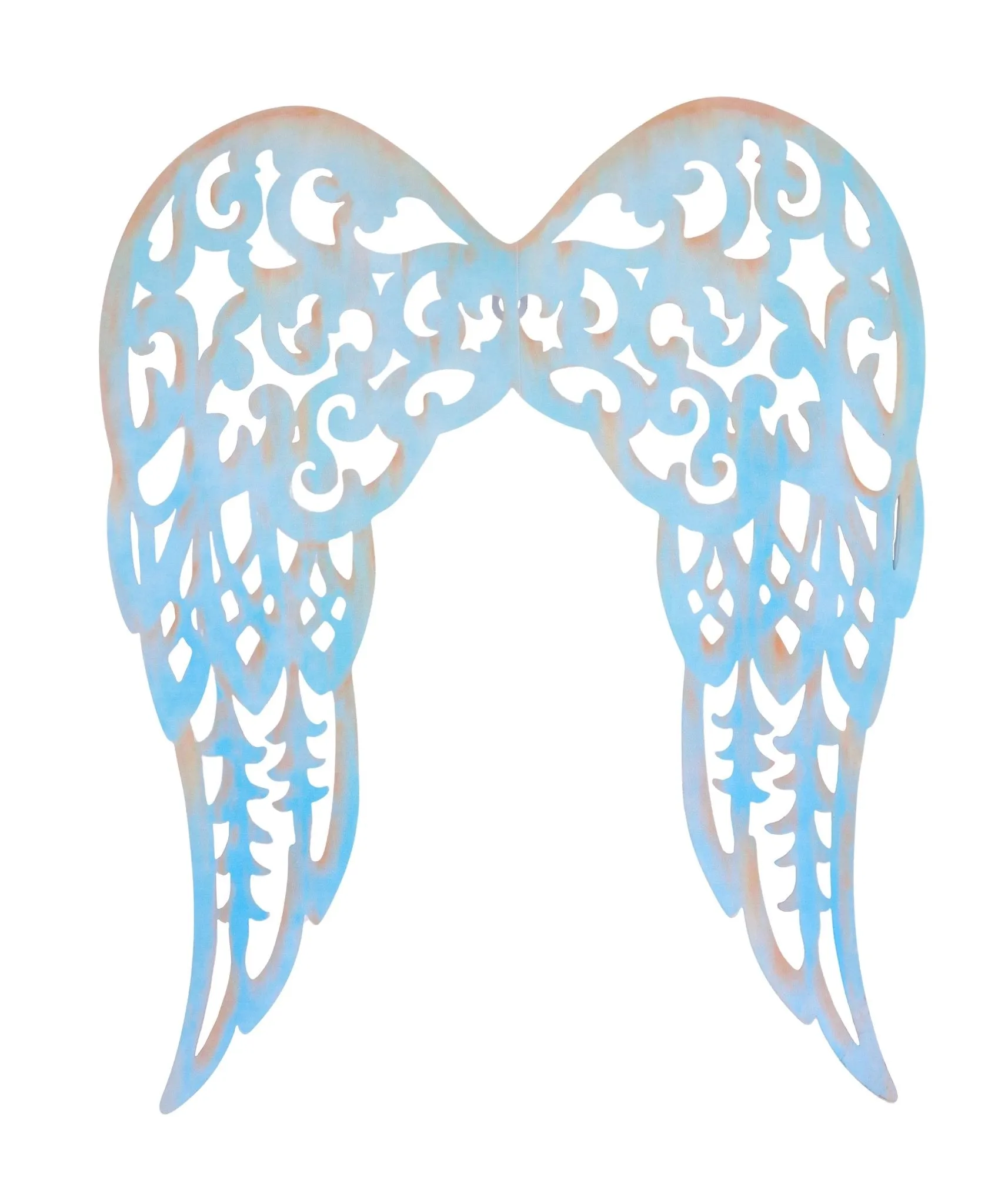17.75"H Filigree Angel Wings: Aqua Seafoam Green, Rust - MD1539E5