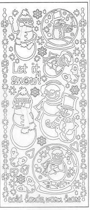 1876z - Snowman - silver - Dazzles Stickers
