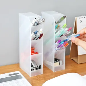 1pc Tilting Office Pen Holder Desktop Organizer Multifunctional Storage Rack To Save Desktop Space Home Storage Supplies