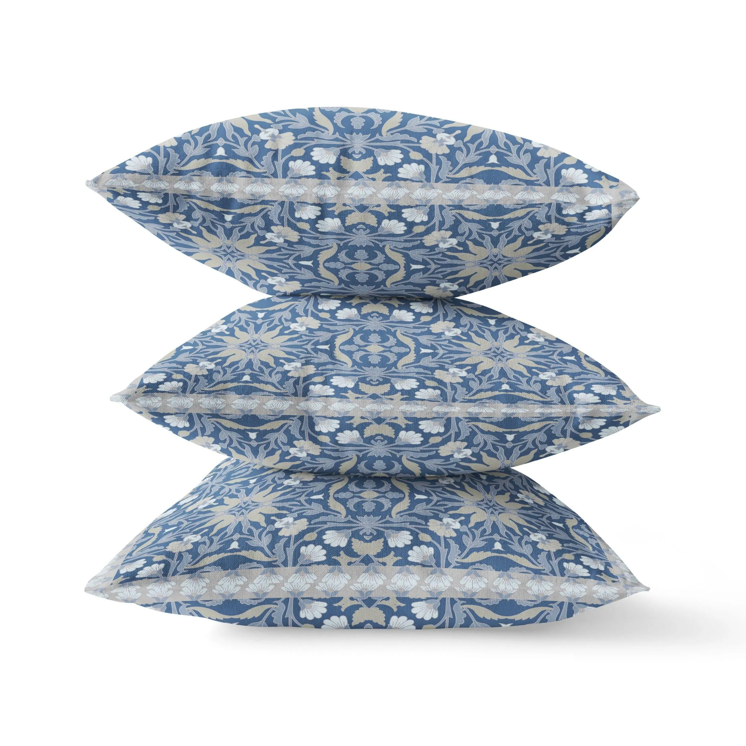20” Blue Gray Paisley Zippered Suede Throw Pillow