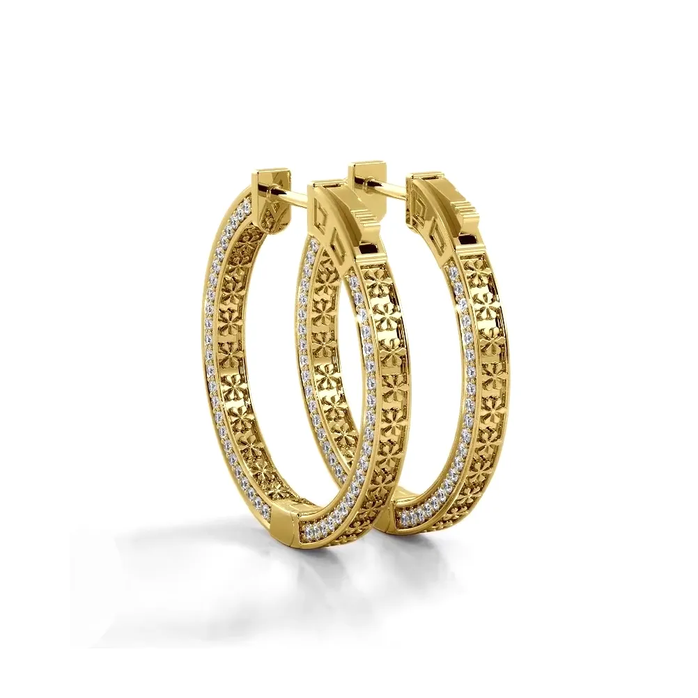 2.0 ctw. Three Sided Inside Out Diamond Hoop Earrings