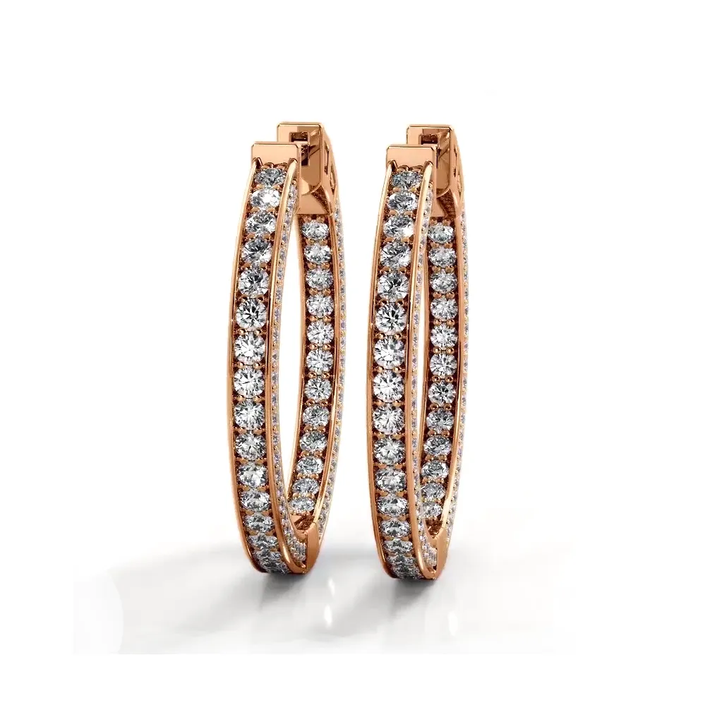 2.0 ctw. Three Sided Inside Out Diamond Hoop Earrings