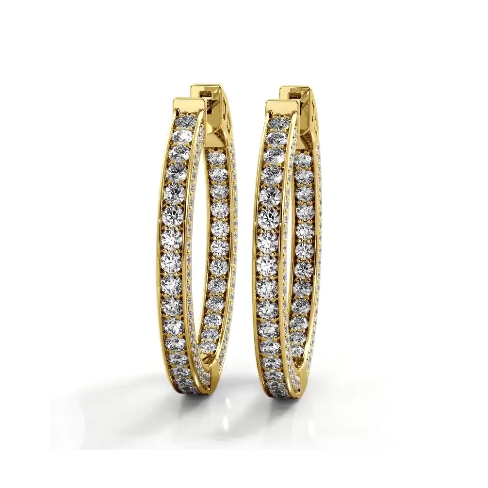 2.0 ctw. Three Sided Inside Out Diamond Hoop Earrings