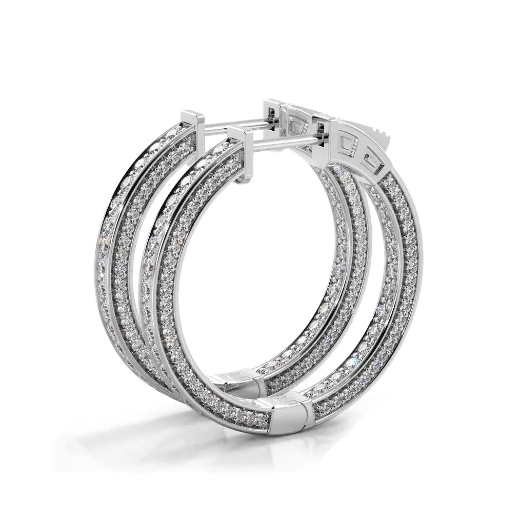 2.0 ctw. Three Sided Inside Out Diamond Hoop Earrings