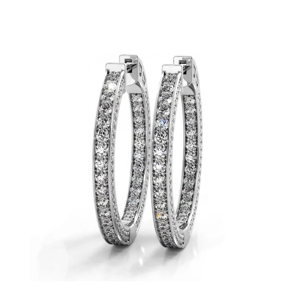 2.0 ctw. Three Sided Inside Out Diamond Hoop Earrings