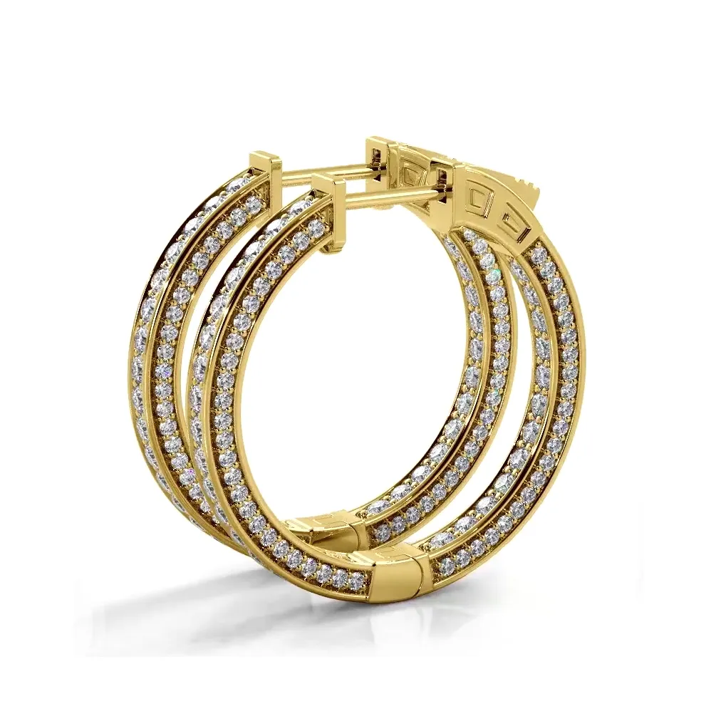 2.0 ctw. Three Sided Inside Out Diamond Hoop Earrings