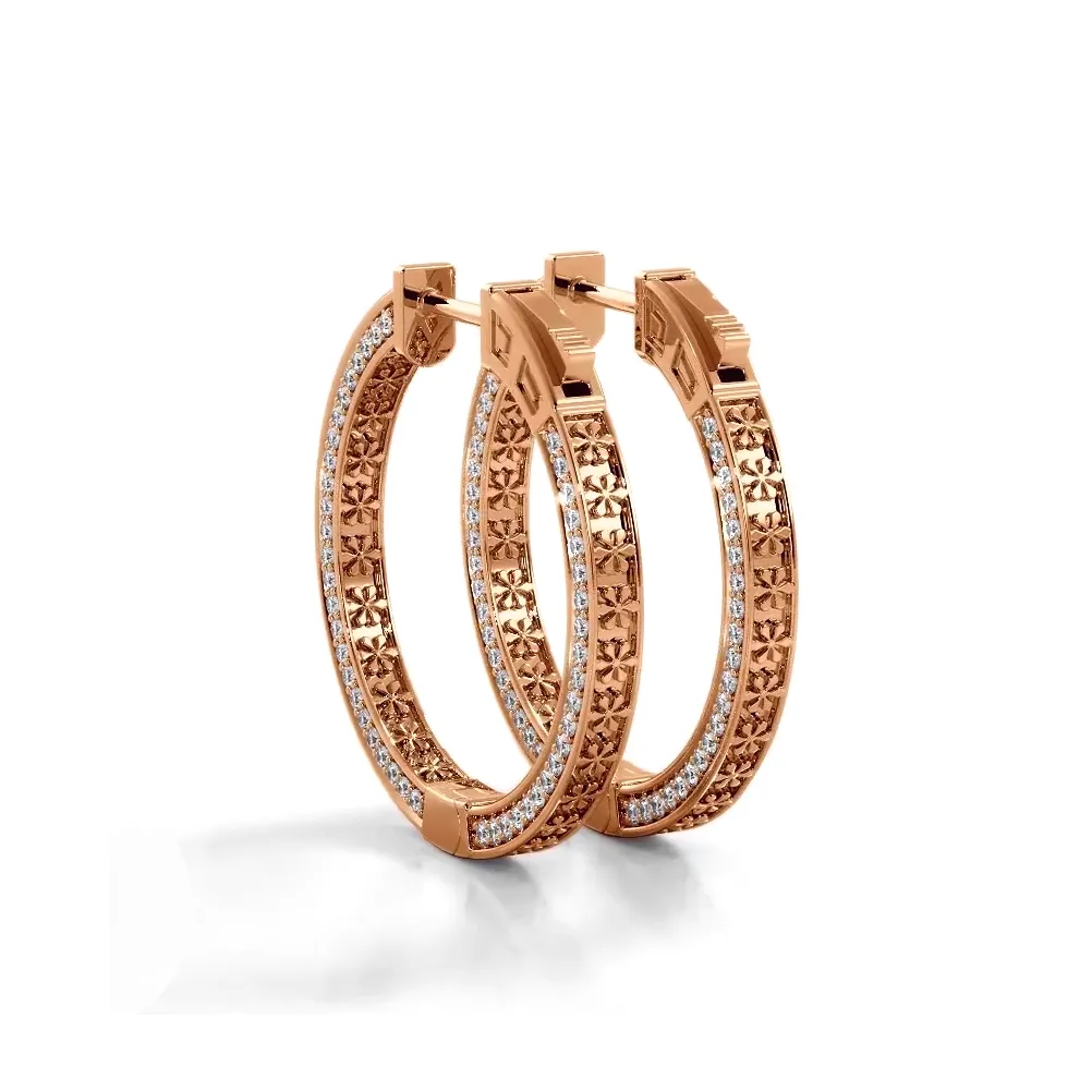 2.0 ctw. Three Sided Inside Out Diamond Hoop Earrings
