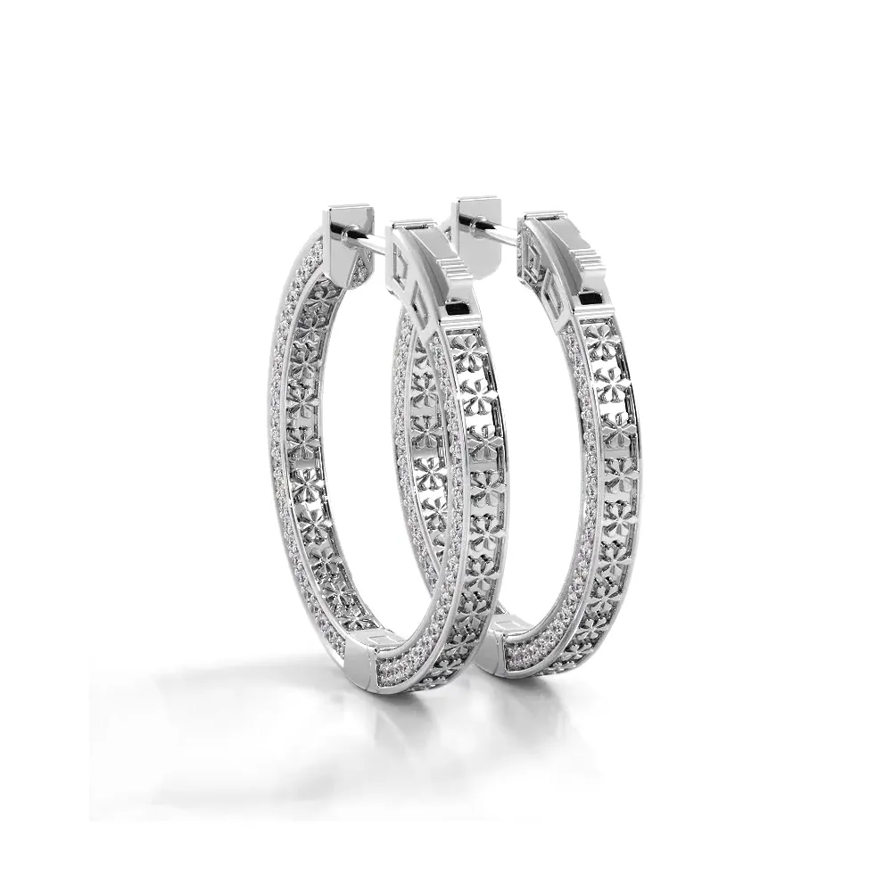 2.0 ctw. Three Sided Inside Out Diamond Hoop Earrings
