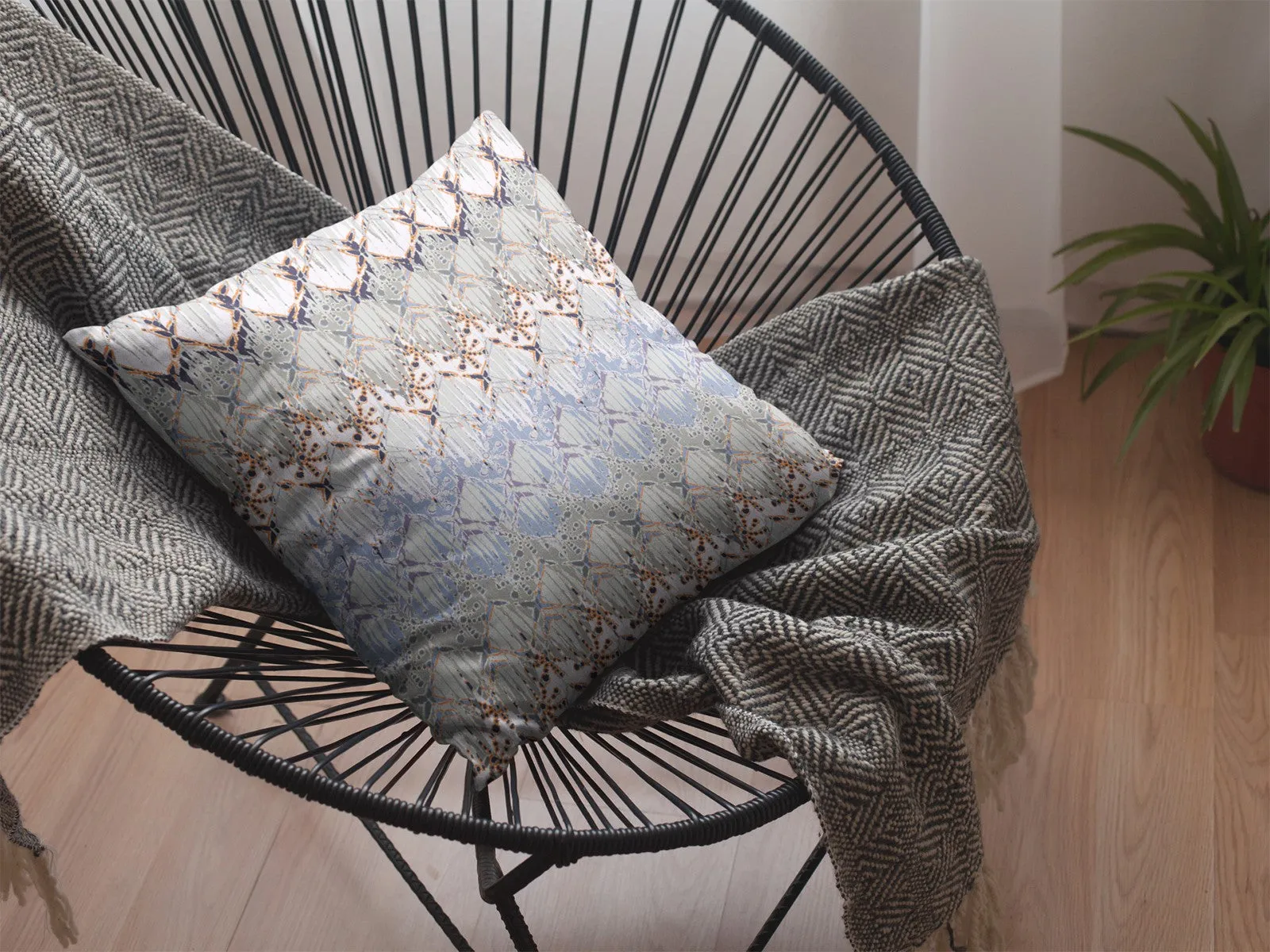 20” Orange Gray Hatch Indoor Outdoor Zippered Throw Pillow