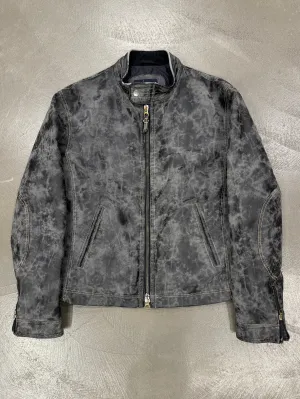 2000s Armani acid wash faded leather jacket