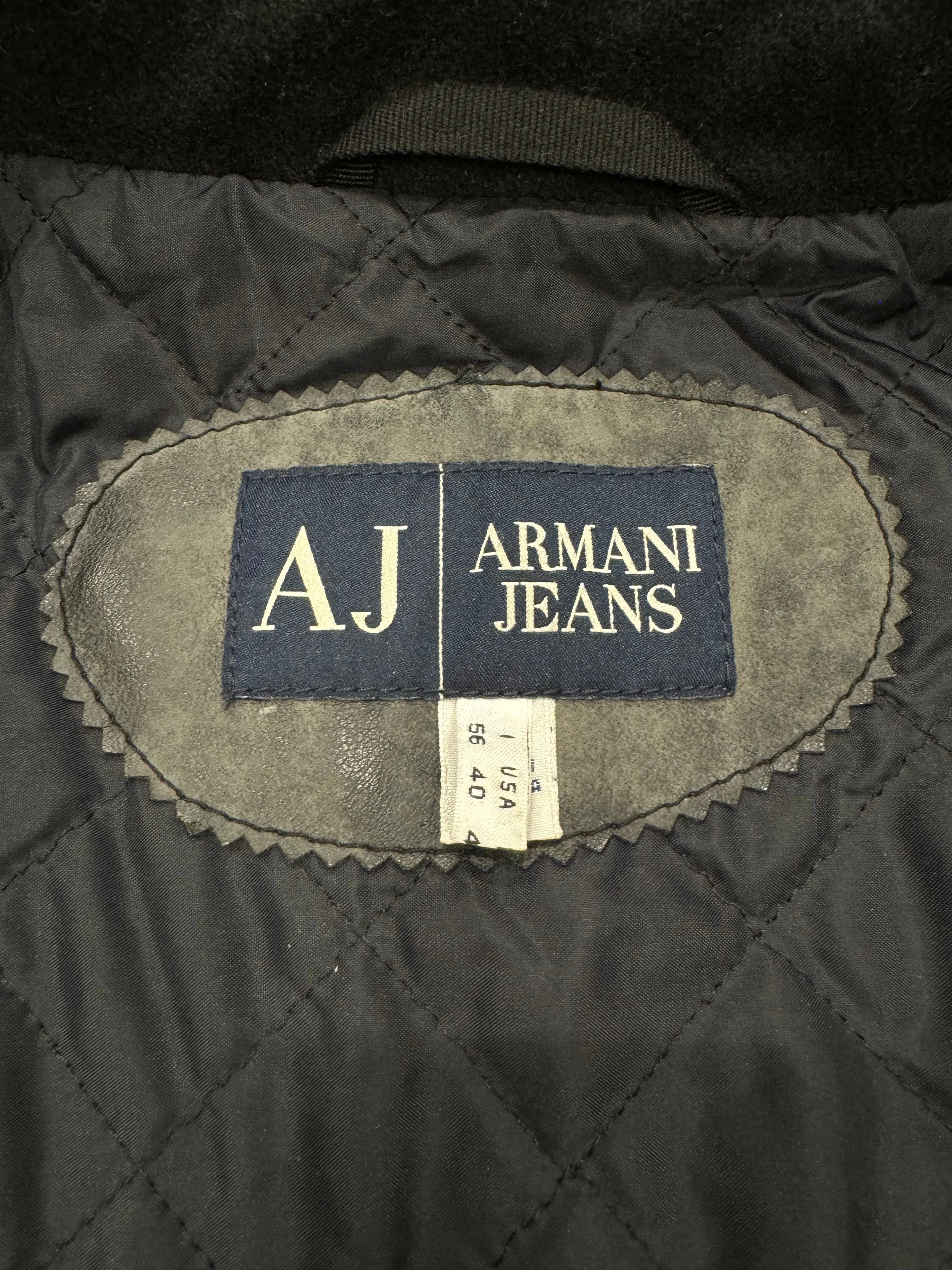 2000s Armani acid wash faded leather jacket