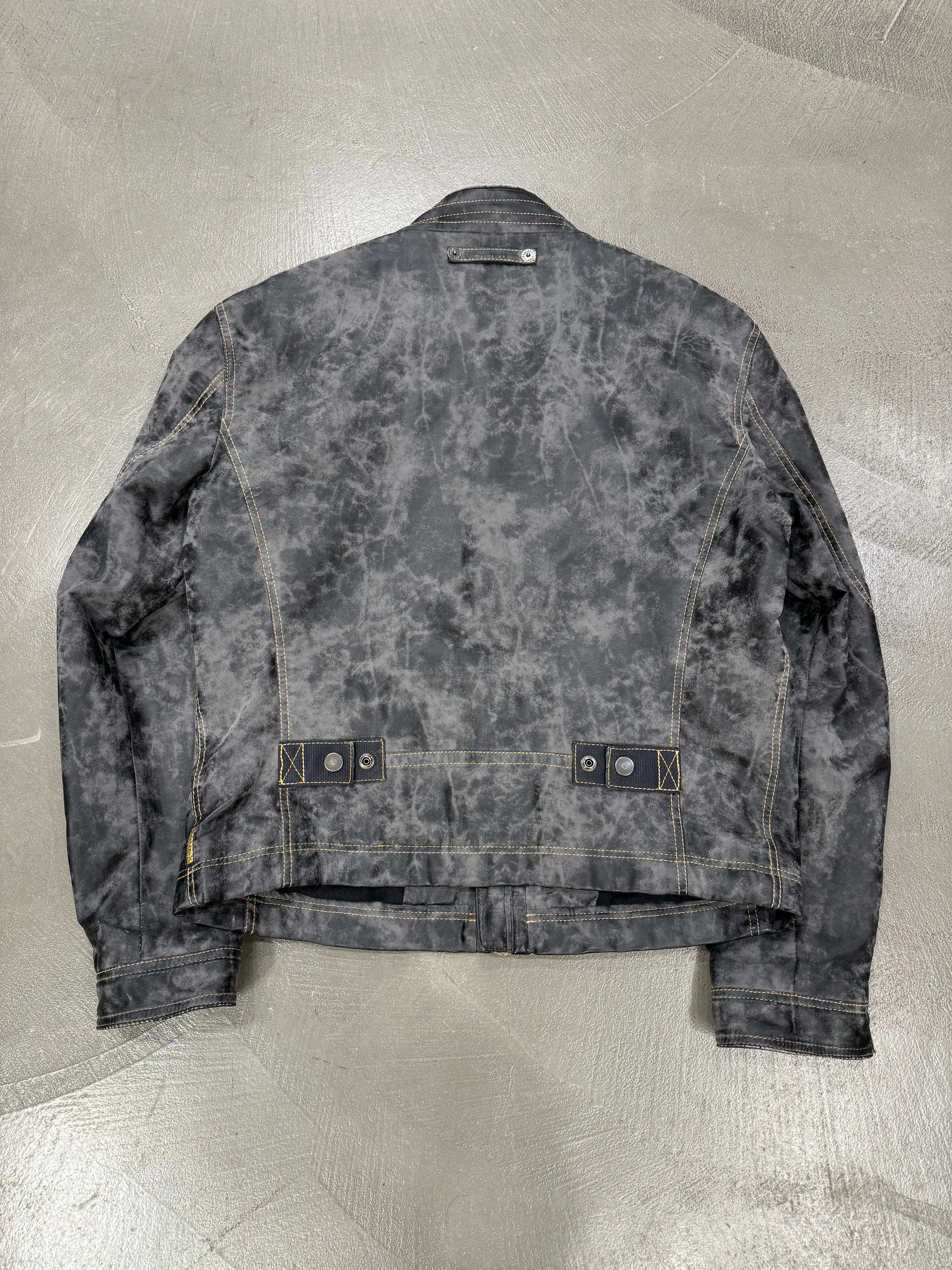 2000s Armani acid wash faded leather jacket