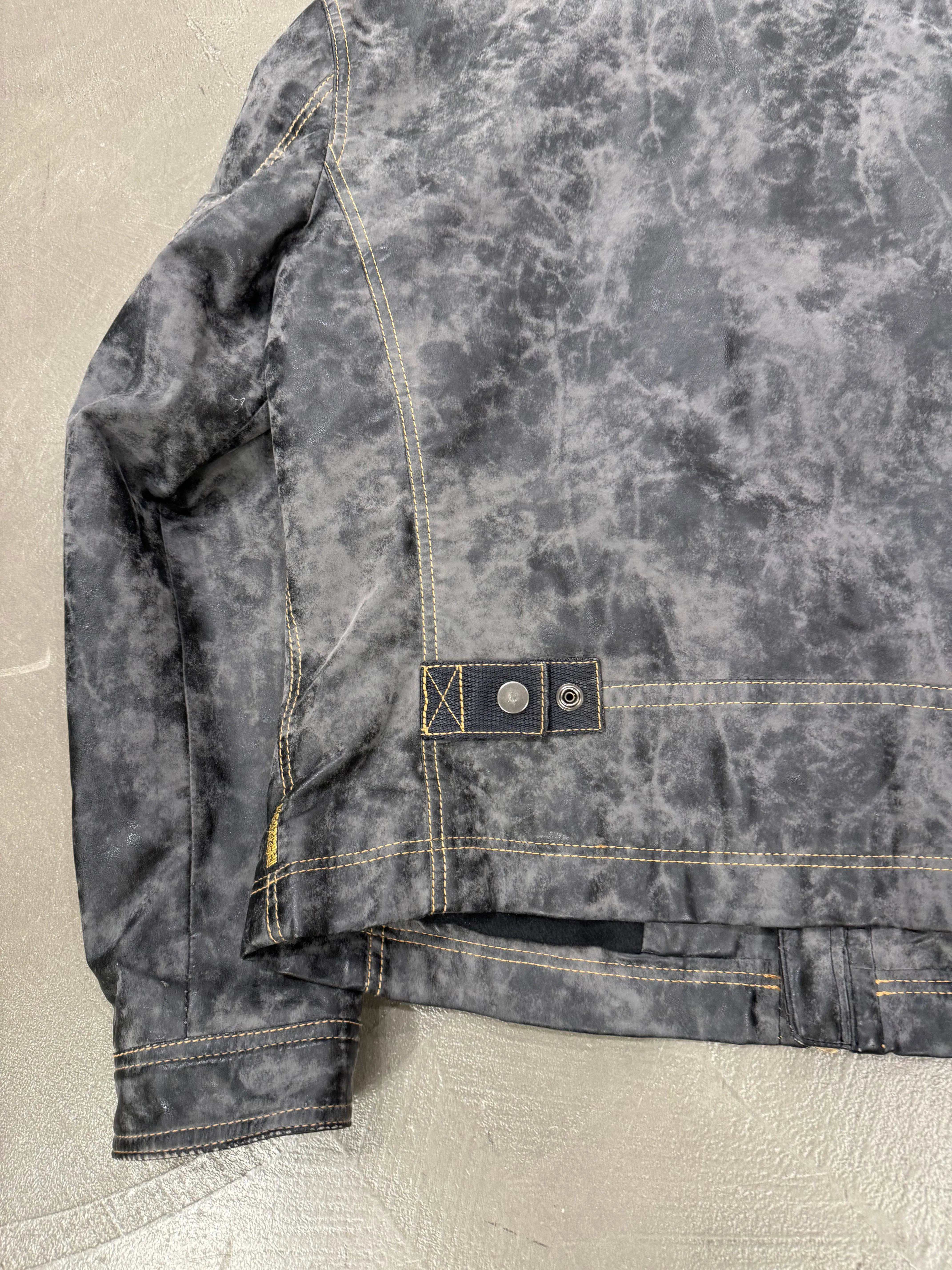 2000s Armani acid wash faded leather jacket