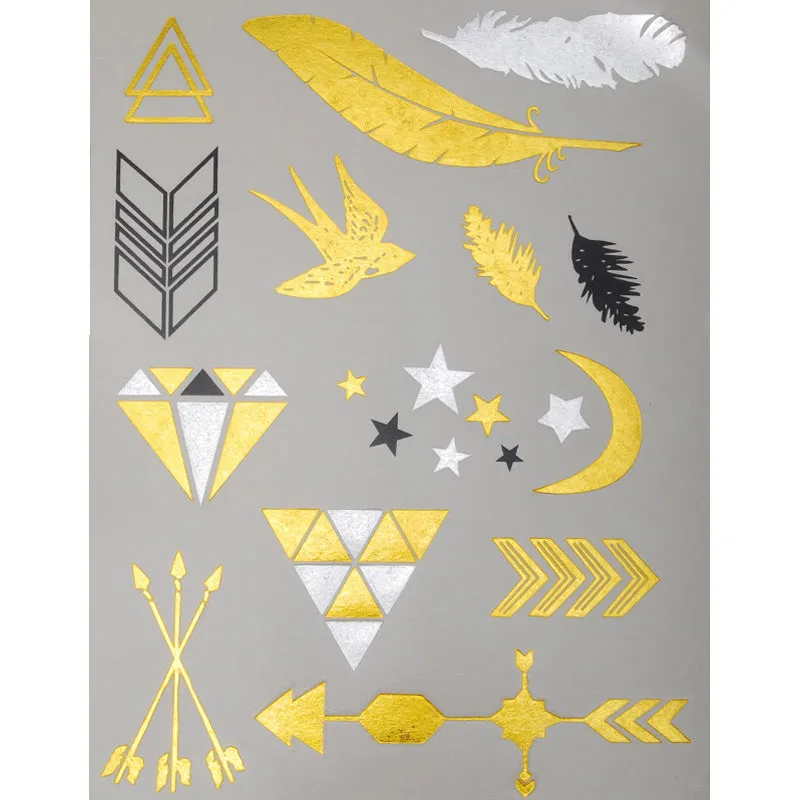 20*15mm Party Favors Metallic Tattoos,Waterproof Metallic Tattoos,Metallic Gold Temporary Tattoos,5pcs/lot