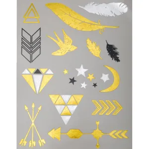 20*15mm Party Favors Metallic Tattoos,Waterproof Metallic Tattoos,Metallic Gold Temporary Tattoos,5pcs/lot