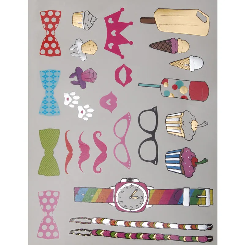 20*15mm Temporary Tattoos,Party Favors Metallic Tattoos,Cartoon Waterproof Metallic Tattoos,5pcs/lot
