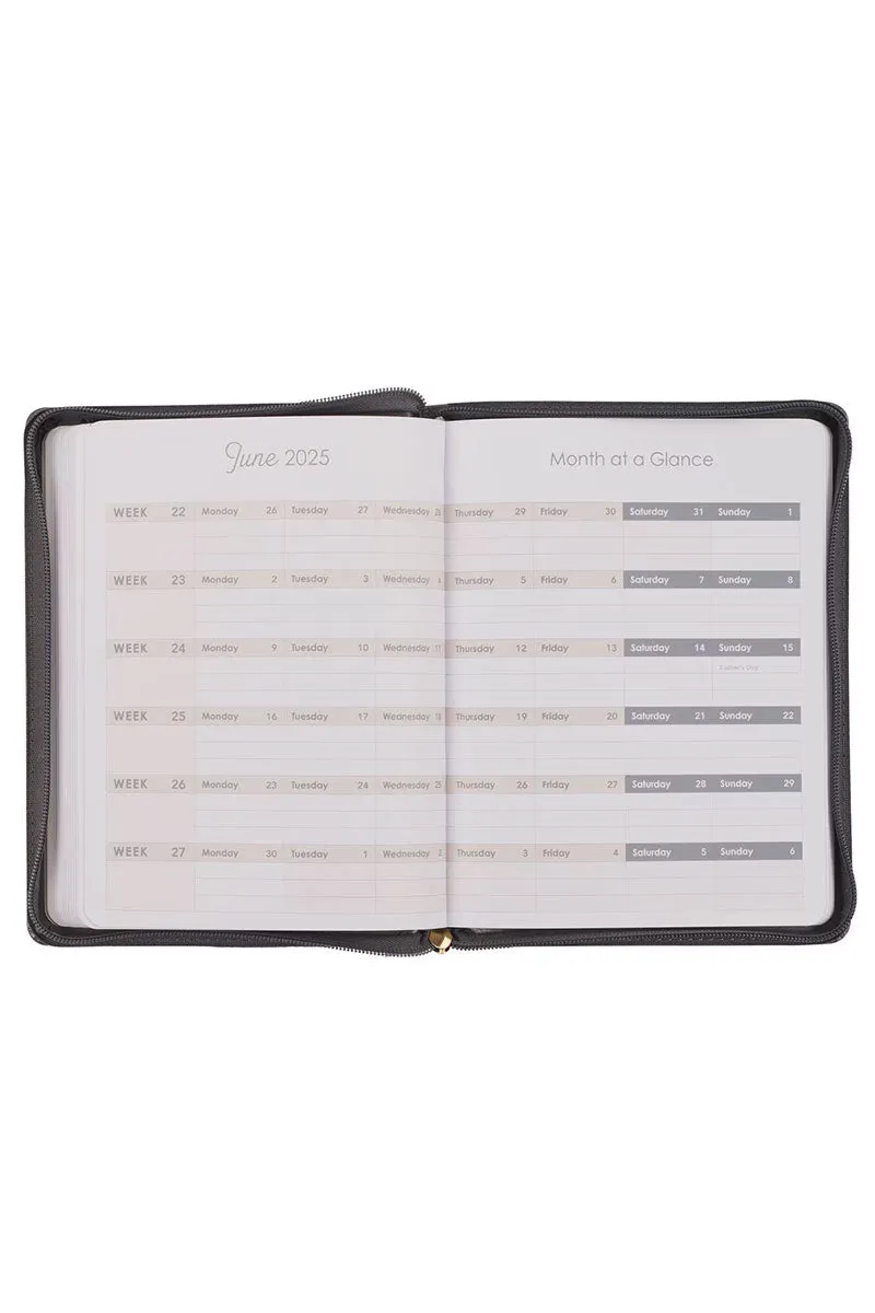 2025 Strength and Dignity Brown Zippered 18 Month Daily Planner