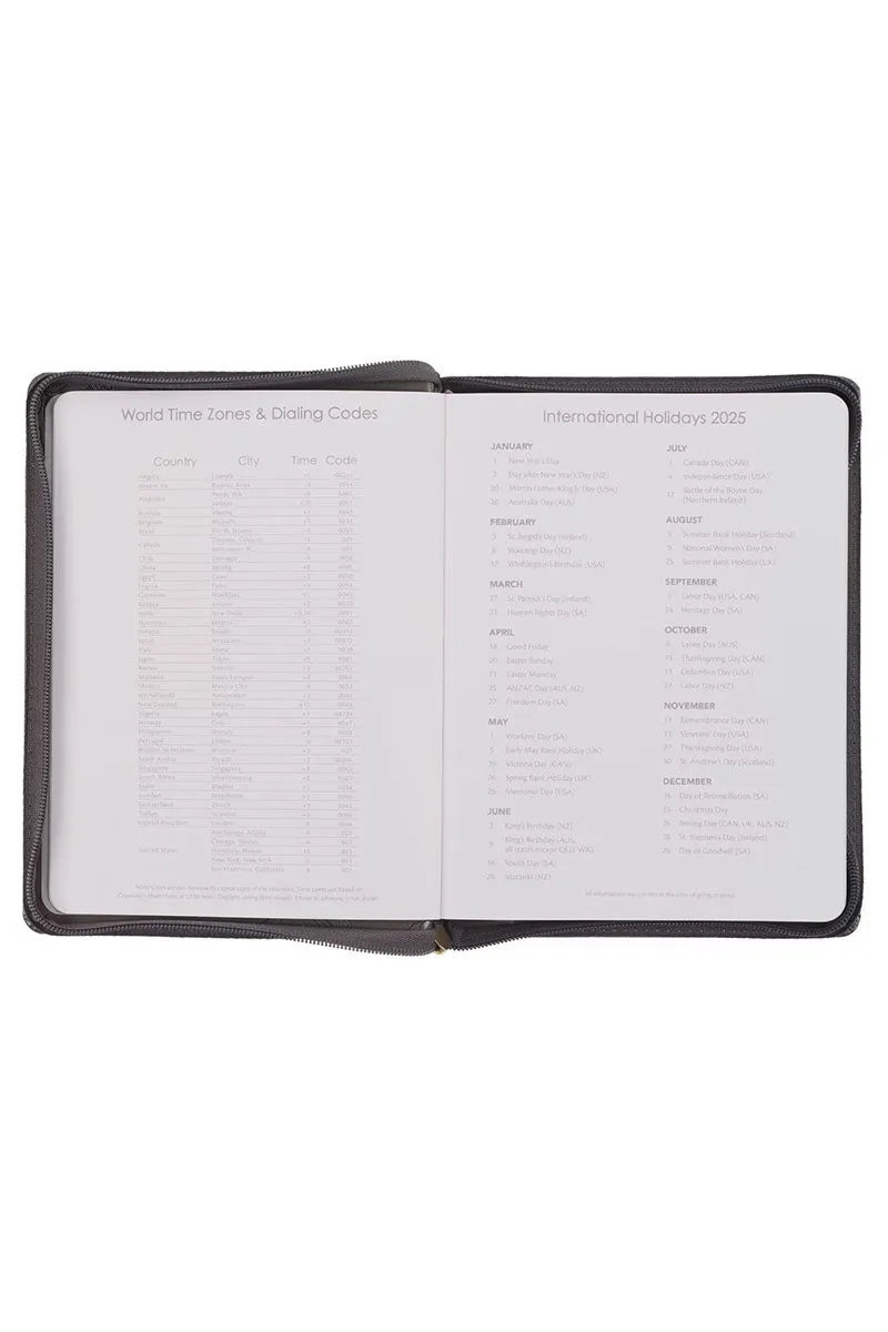 2025 Strength and Dignity Brown Zippered 18 Month Daily Planner