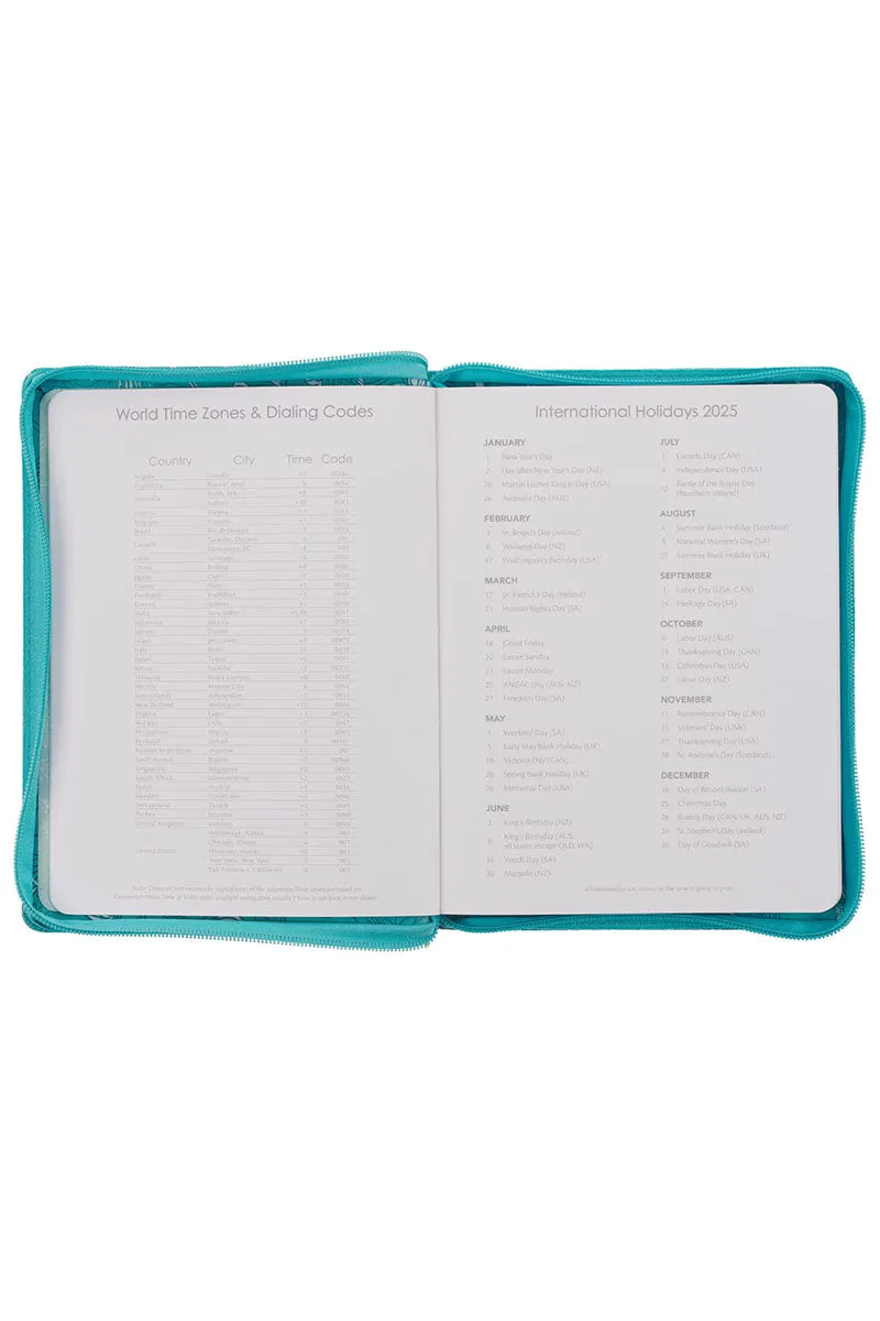 2025 Trust in the Lord Teal Zippered 18 Month Daily Planner