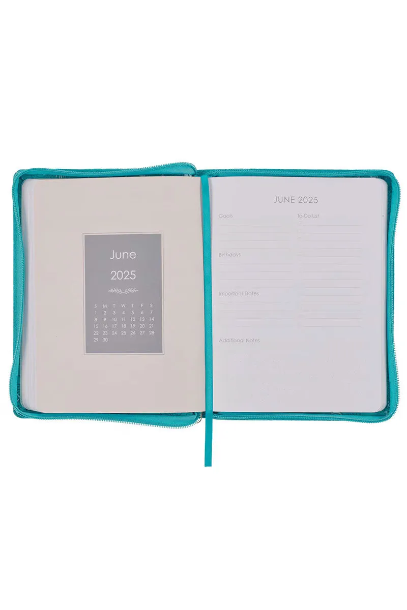 2025 Trust in the Lord Teal Zippered 18 Month Daily Planner
