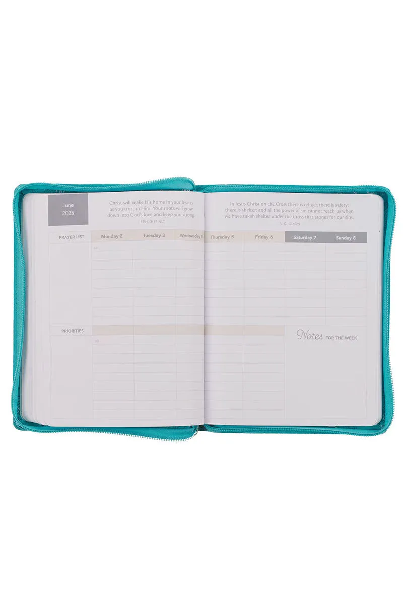 2025 Trust in the Lord Teal Zippered 18 Month Daily Planner