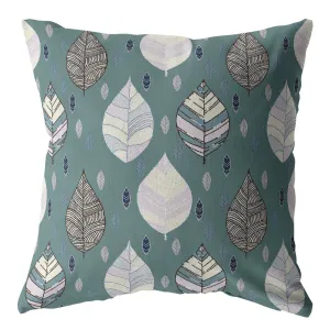 26” Pine Green Leaves Indoor Outdoor Zippered Throw Pillow
