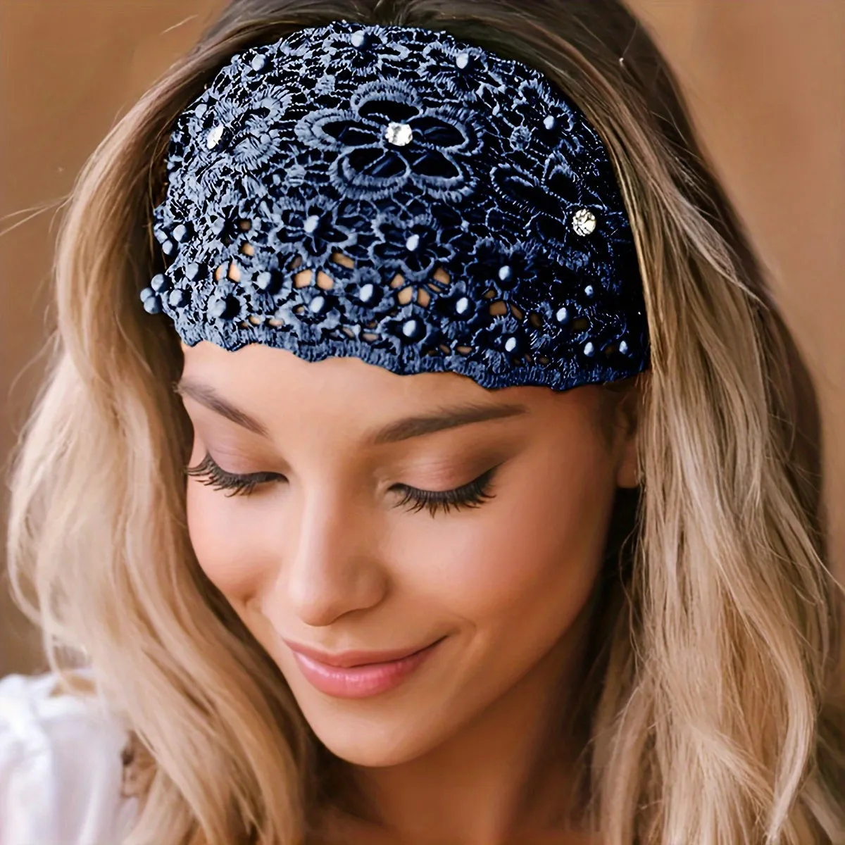 3pcs Set Elegant Floral Beaded Wide Cubidupi Headbands