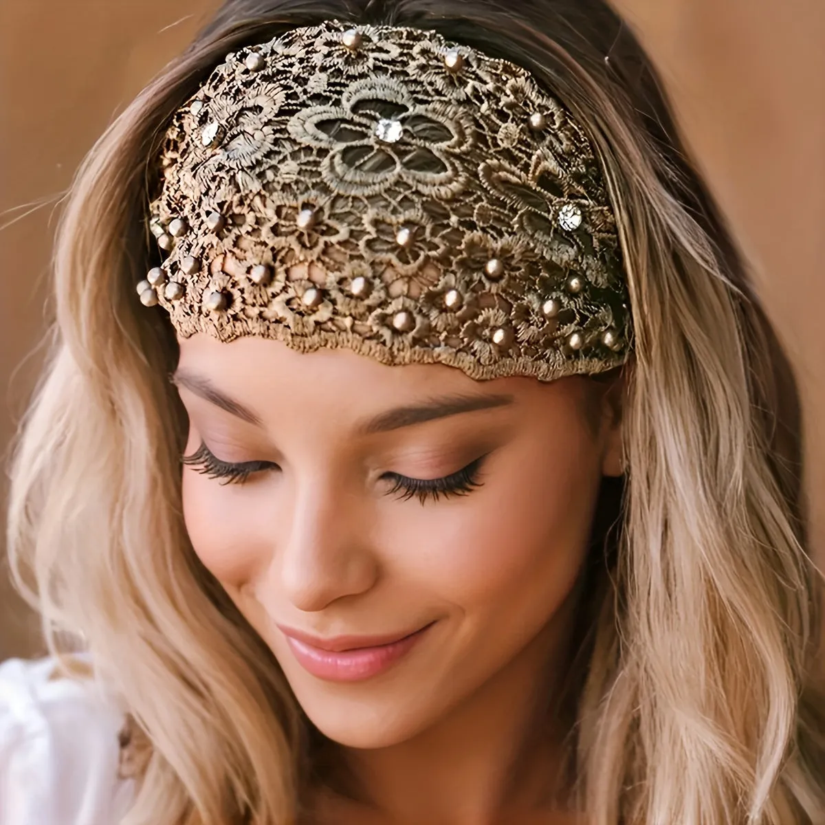 3pcs Set Elegant Floral Beaded Wide Cubidupi Headbands