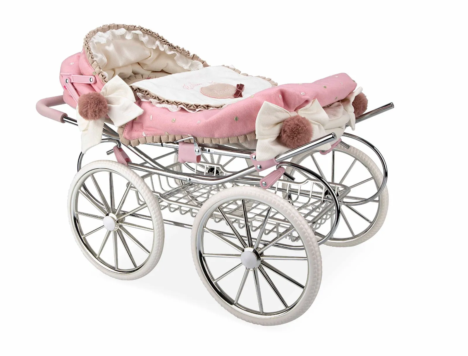 40820 Arias Pink & Ivory Frill Paris Tall Pram 2x1 (over 5's to age 10)