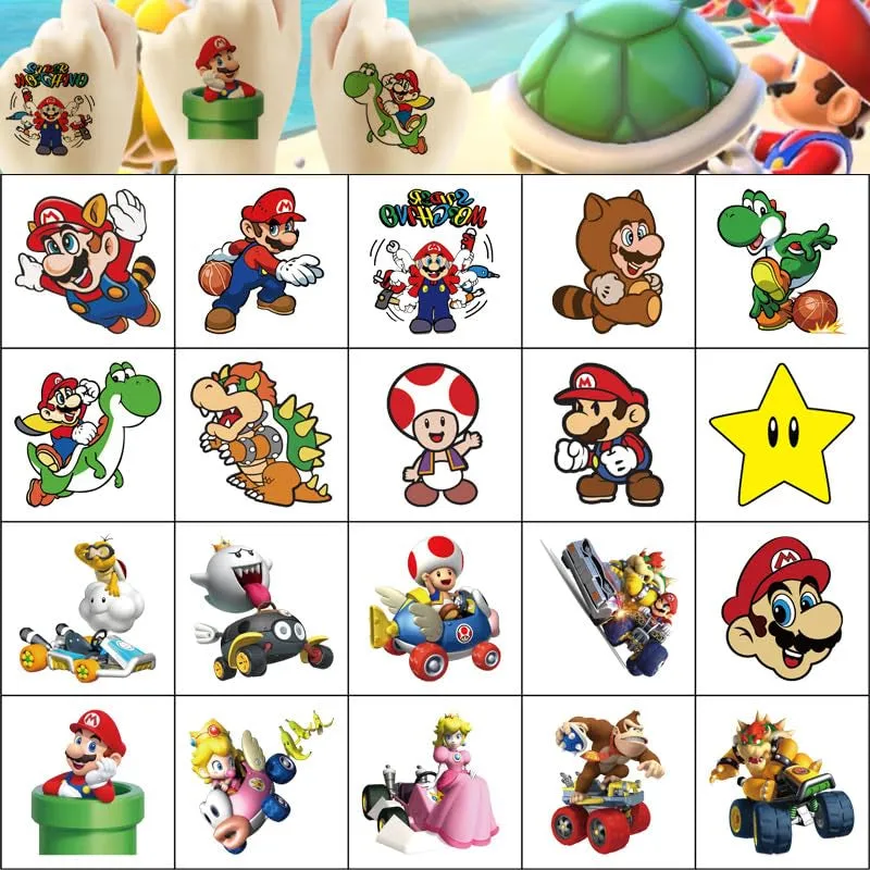 40Sheets Mario Temporary Tattoos for Kids,Cartoon Super Mario Temporary Tattoos Gift for Fan Birthday Party Decorations for Girl Boys Home Activity Class Prizes Carnival Christmas Rewards