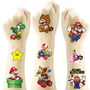 40Sheets Mario Temporary Tattoos for Kids,Cartoon Super Mario Temporary Tattoos Gift for Fan Birthday Party Decorations for Girl Boys Home Activity Class Prizes Carnival Christmas Rewards