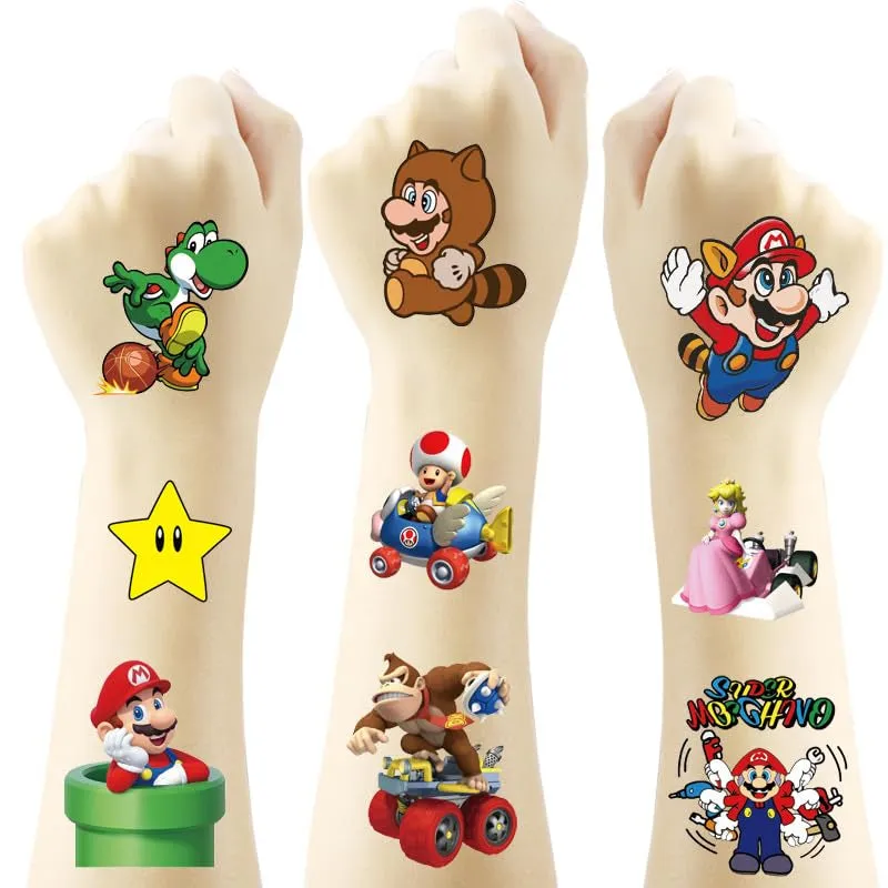 40Sheets Mario Temporary Tattoos for Kids,Cartoon Super Mario Temporary Tattoos Gift for Fan Birthday Party Decorations for Girl Boys Home Activity Class Prizes Carnival Christmas Rewards
