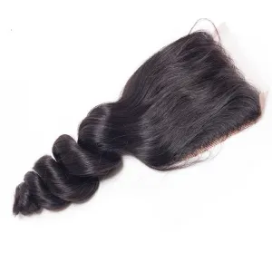 4X4 Loose Wave Closure Bouncy 100 Human Hair Closure