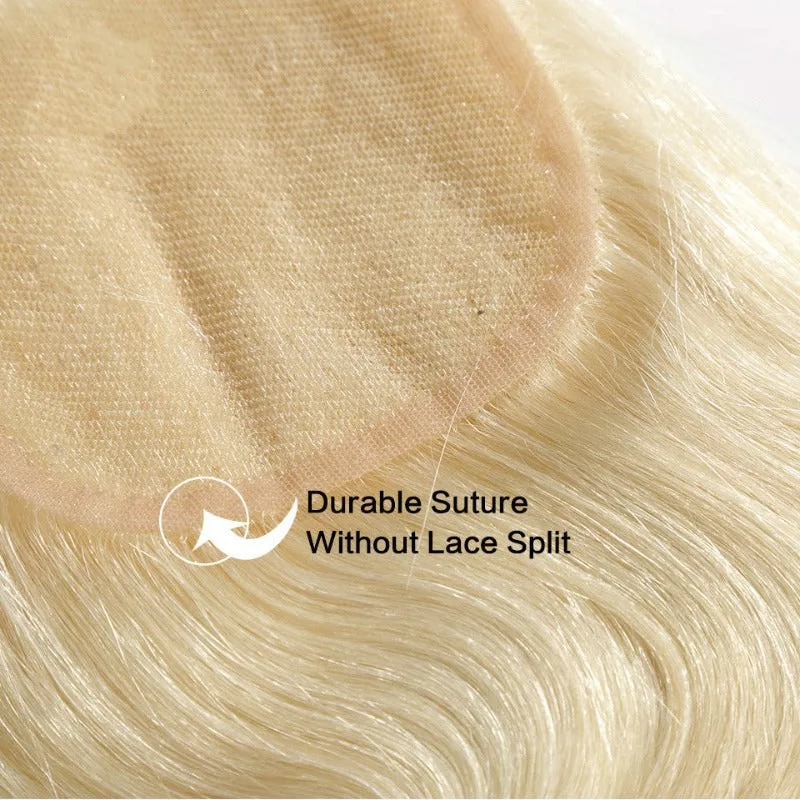 4x4 Transparent Lace Closure Body Wave 613 Honey Blonde 100 Human Hair Free Part Closure