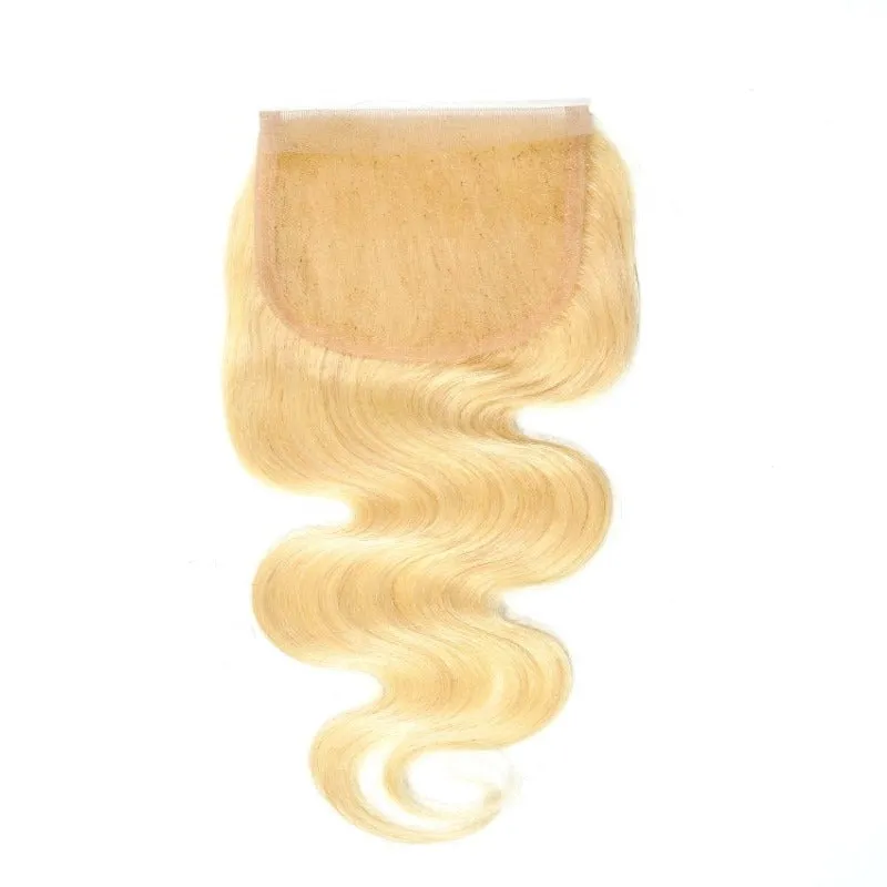 4x4 Transparent Lace Closure Body Wave 613 Honey Blonde 100 Human Hair Free Part Closure