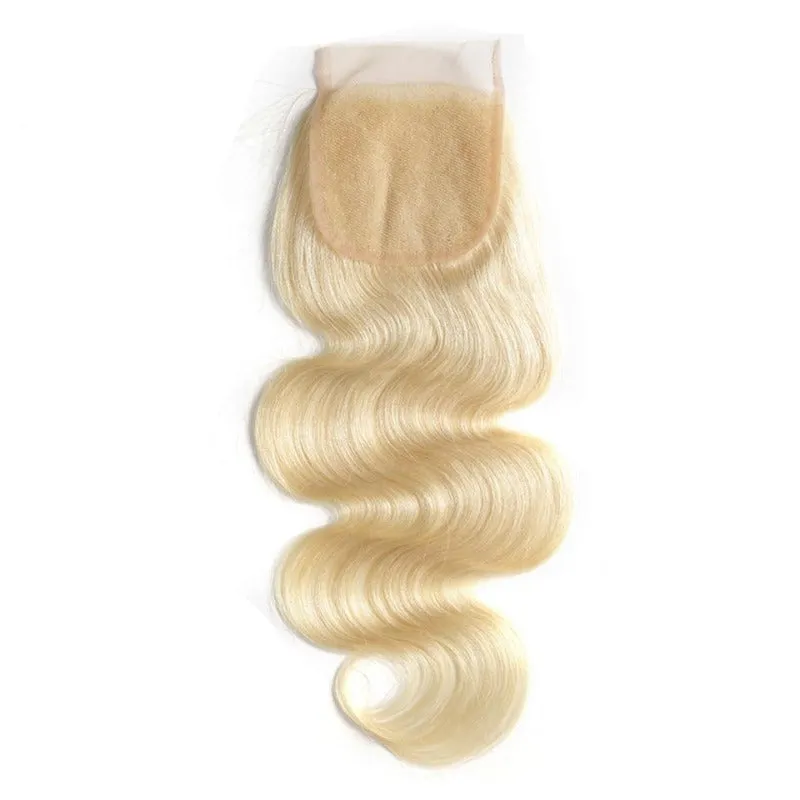 4x4 Transparent Lace Closure Body Wave 613 Honey Blonde 100 Human Hair Free Part Closure